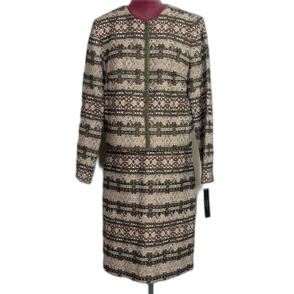 NWT Tahari ASL Skirt Suit Size 10 Grey/Pink Metallic 2-Piece Set Blazer & Skirt